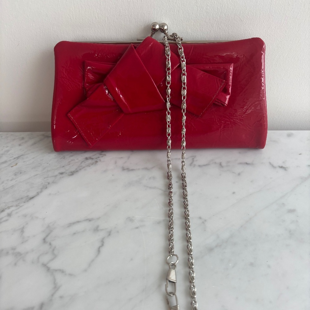 Glossy red & pink clutch purse